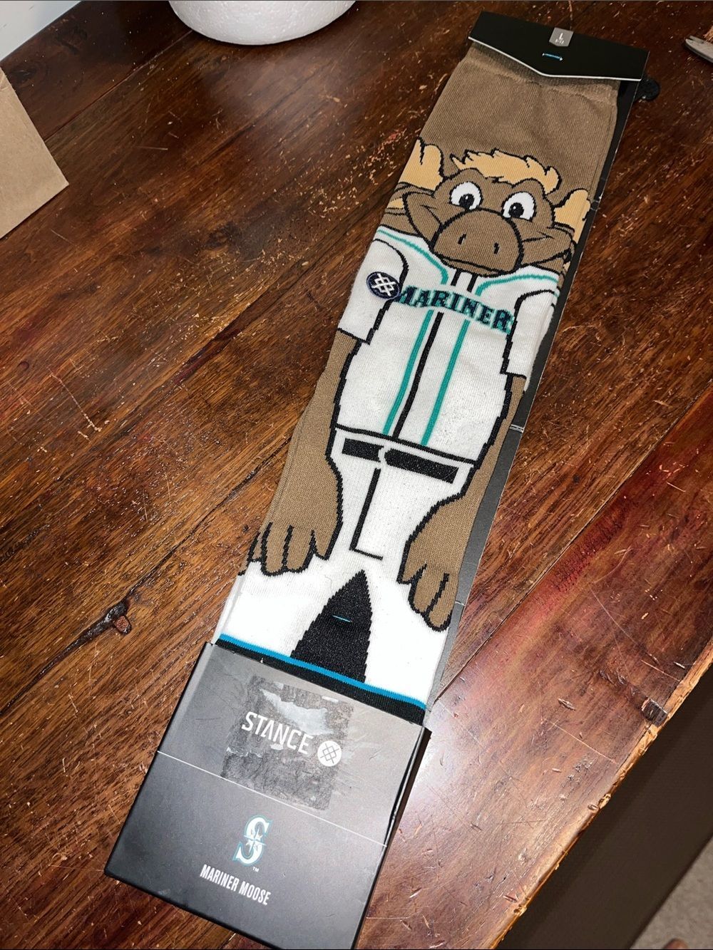 New Stance Seattle Mariners Moose White Brown Team baseball crew sports socks L